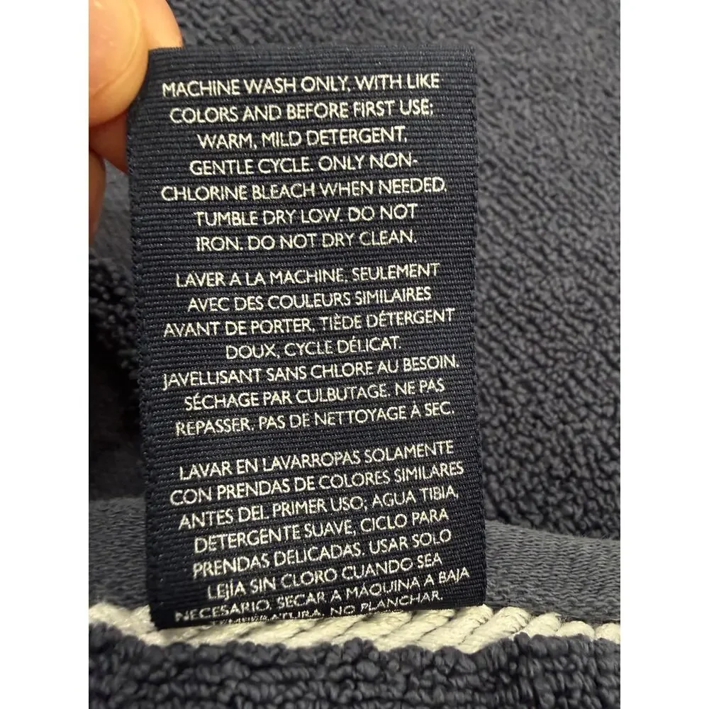 Nautica Home Navy Bath Towel Cotton Logo Rope Trim Coastal OEKO TEX 48x27 Blue